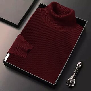                       Fashlook Mens Maroon Self Design Round Neck Full Sleeve Sweatshirt                                              