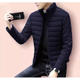                       Fashlook Bomber Solid Full Sleeve Navy Blue Jacket for Mens                                              
