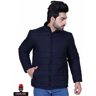                       Fashlook Bomber Solid Full Sleeve Blue Jacket for Mens                                              