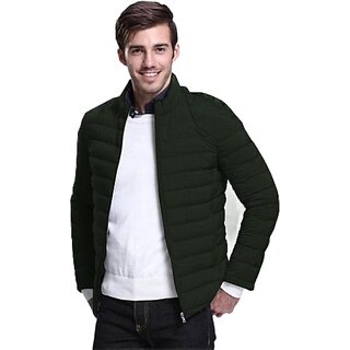                       Fashlook Bomber Solid Full Sleeve Green Jacket for Mens                                              