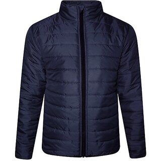 Fashlook Fluffy Solid Full Sleeve Dark Blue Jacket for Mens