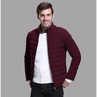                       Fashlook Fluffy Solid Full Sleeve Maroon Jacket for Mens                                              