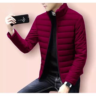                       Fashlook Bomber Solid Full Sleeve Maroon Jacket for Mens                                              