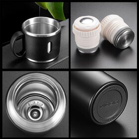 Vacuum Flask Set with 3 Stainless Steel Cups Combo-500ml keeps HOT/Cold for Winter Multi-Color(Pack of 1)