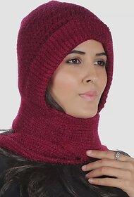 Fashlook Woolen Maroon Casual Winter Cap