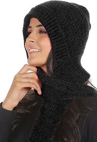 Fashlook Woolen Black Casual Winter Cap