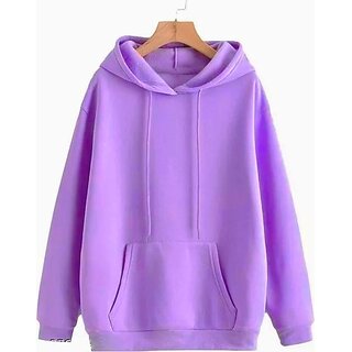                       Fashlook Solid Hooded Wool Blend Casual Purple Full Sleeve T-Shirt For Mens                                              