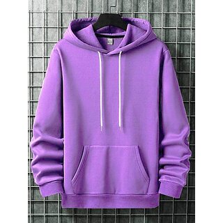                       Fashlook Solid Hooded Wool Blend Casual Purple Full Sleeve T-Shirt For Mens                                              