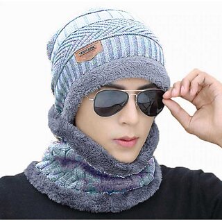 Fashlook Woolen Silver Casual Winter Cap Fashlook Woolen Silver Casual Winter Cap