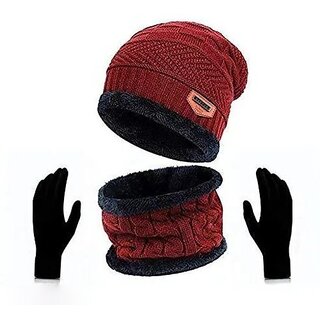 Fashlook Woolen Maroon Casual Winter Cap (Pack of 2) Fashlook Woolen Maroon Casual Winter Cap (Pack of 2)