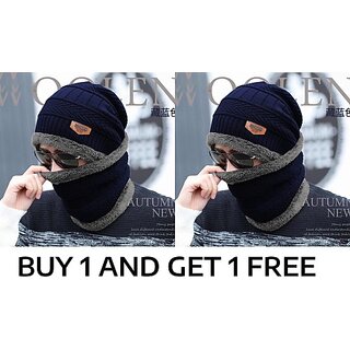 Fashlook Woolen Dark Blue Casual Winter Cap (Pack of 2) Fashlook Woolen Dark Blue Casual Winter Cap (Pack of 2)
