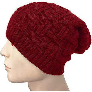                       Fashlook Woolen Maroon Casual Winter Cap                                              