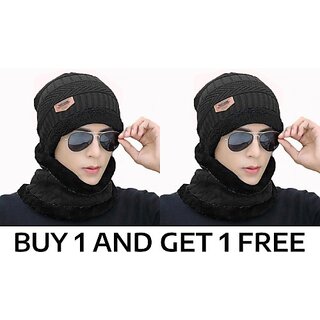                       Fashlook Woolen Grey Casual Winter Cap (Pack of 2)                                              