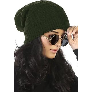 Fashlook Woolen Green Casual Winter Cap Fashlook Woolen Green Casual Winter Cap