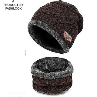 Fashlook Woolen Brown Casual Winter Cap (Pack of 2)
