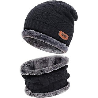 Fashlook Fur Wool Black Casual Winter Cap (Pack of 2) Fashlook Fur Wool Black Casual Winter Cap (Pack of 2)
