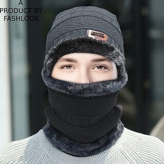 Fashlook Woolen Grey Casual Winter Cap Fashlook Woolen Grey Casual Winter Cap