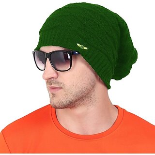                       Fashlook Woolen Green Casual Winter Cap                                              