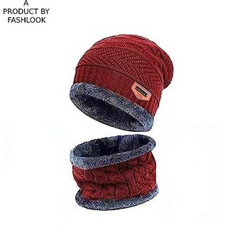 Fashlook Woolen Maroon Casual Winter Cap (Pack of 2) Fashlook Woolen Maroon Casual Winter Cap (Pack of 2)