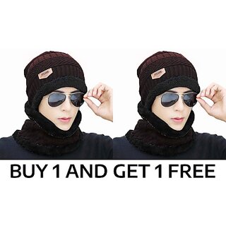 Fashlook Woolen Brown Casual Winter Cap (Pack of 2) Fashlook Woolen Brown Casual Winter Cap (Pack of 2)