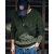 Fashlook Solid Round Neck Wool Blend Casual Green Full Sleeve T-Shirt For Mens
