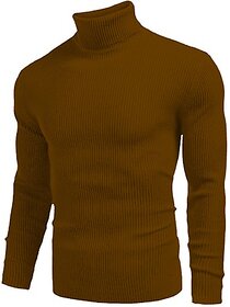 Fashlook Solid Full Sleeve Casual Brown Sweaters For Mens