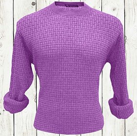 Fashlook Solid Full Sleeve Casual Purple Sweaters For Mens