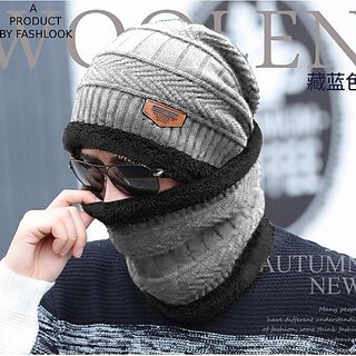                       Fashlook Woolen Grey Casual Winter Cap                                              