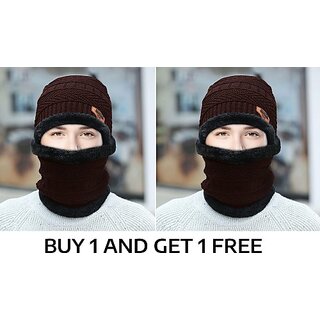Fashlook Woolen Brown Casual Winter Cap (Pack of 2) Fashlook Woolen Brown Casual Winter Cap (Pack of 2)