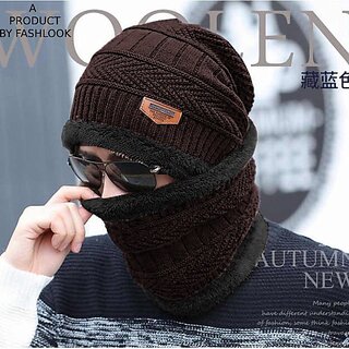                       Fashlook Woolen Brown Casual Winter Cap                                              