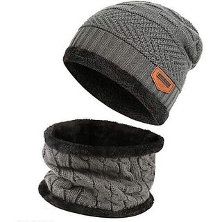 Fashlook Woolen Grey Casual Winter Cap (Pack of 2) Fashlook Woolen Grey Casual Winter Cap (Pack of 2)