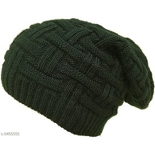 Fashlook Woolen Green Casual Winter Cap Fashlook Woolen Green Casual Winter Cap