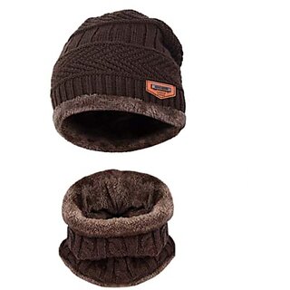                       Fashlook Woolen Brown Casual Winter Cap                                              
