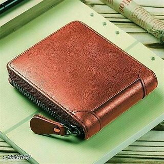 Fashlook Zipper Fold Artificial Leather Tan Wallet with 6 Card Slots Fashlook Zipper Fold Artificial Leather Tan Wallet with 6 Card Slots