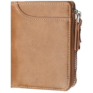 Fashlook Zipper Fold Artificial Leather Tan Wallet with 7 Card Slots Fashlook Zipper Fold Artificial Leather Tan Wallet with 7 Card Slots