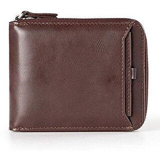                       Fashlook Zipper Fold Artificial Leather Brown Wallet with 7 Card Slots                                              