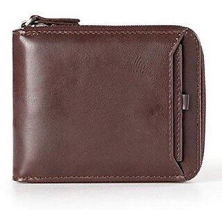 Fashlook Zipper Fold Artificial Leather Brown Wallet with 6 Card Slots Fashlook Zipper Fold Artificial Leather Brown Wallet with 6 Card Slots
