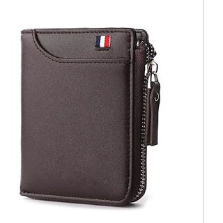 Fashlook Zipper Fold Artificial Leather Brown Wallet with 6 Card Slots Fashlook Zipper Fold Artificial Leather Brown Wallet with 6 Card Slots