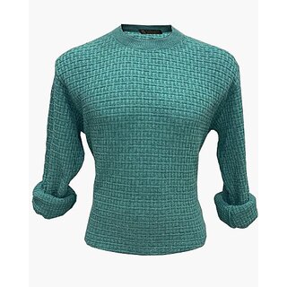 Fashlook Solid Full Sleeve Casual Light Green Sweaters For Mens