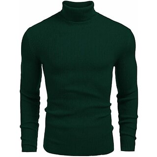                       Fashlook Woven Design Full Sleeve Casual Green Sweaters For Mens                                              