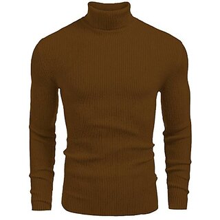                       Fashlook Woven Design Full Sleeve Casual Brown Sweaters For Mens                                              