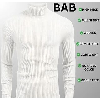                       Fashlook Solid Full Sleeve Casual White Sweaters For Mens                                              