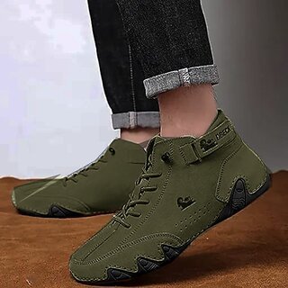 Fashlook Mens Green Lace-up Closure Casual Sneakers Fashlook Mens Green Lace-up Closure Casual Sneakers
