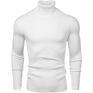                       Fashlook Striped Curved Collar Regular Fit Cotton Blend Casual White Shirt For Mens                                              