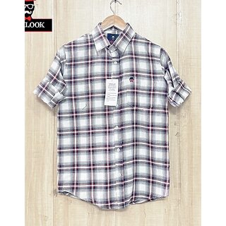 Fashlook Checkered Curved Collar Regular Fit Cotton Blend Casual White Shirt For Mens Fashlook Checkered Curved Collar Regular Fit Cotton Blend Casual White Shirt For Mens