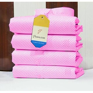                       Fashlook Polka Print Curved Collar Regular Fit Cotton Blend Casual Pink Shirt For Mens                                              