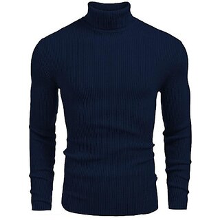                      Fashlook Solid Dark Blue Full Sleeve Sweaters For Mens                                              
