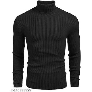                       Fashlook Solid Black Full Sleeve Sweaters For Mens                                              