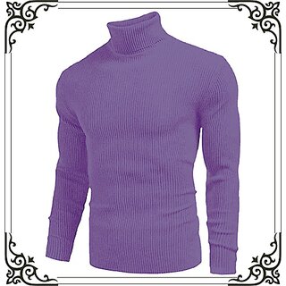                       Fashlook Solid Purple Full Sleeve Sweaters For Mens                                              