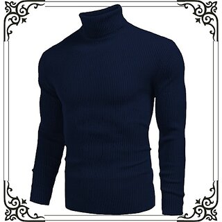                       Fashlook Solid Dark Blue Full Sleeve Sweaters For Mens                                              